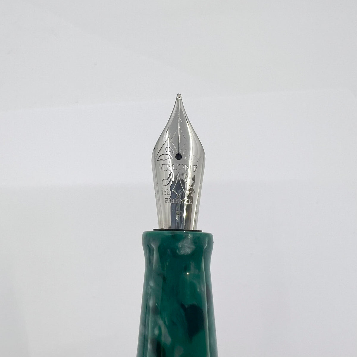 Visconti  Florentia Turquoise Green Celluloid LE Fountain Pen Honoring  Casa delle Stilografica 50th Anniversary - Fine 18kt Gold Nib