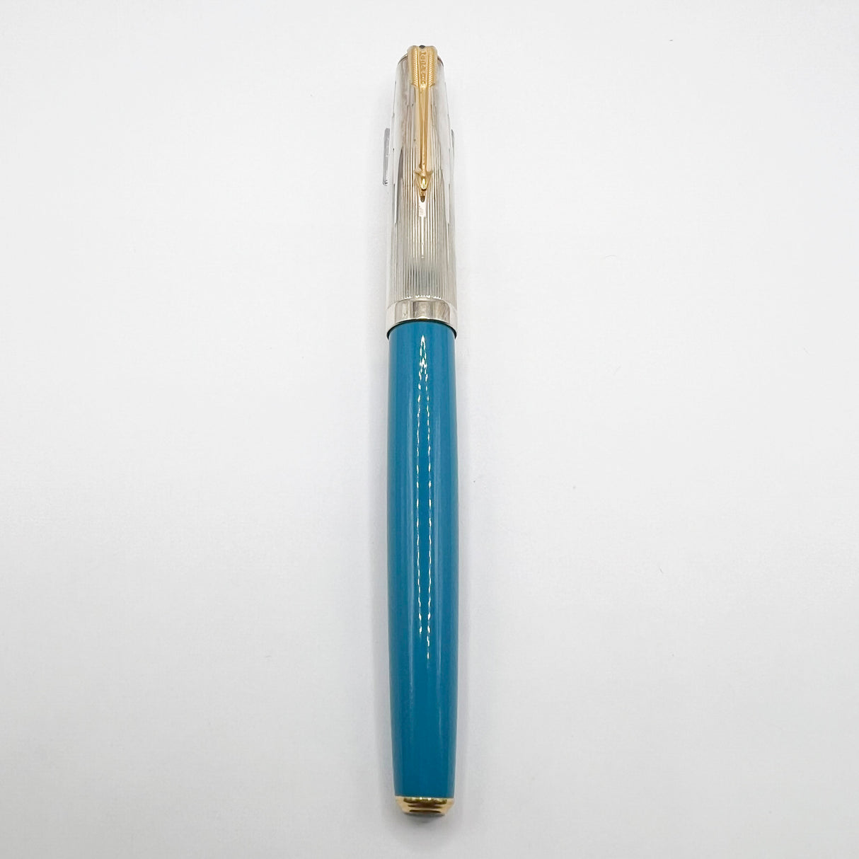 Parker 51 Special Edition Sterling Silver & Vista Blue Fountain Pen - Fine 18kt Gold  Nib