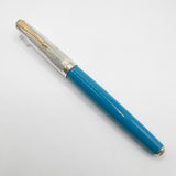 Parker 51 Special Edition Sterling Silver & Vista Blue Fountain Pen - Fine 18kt Gold  Nib