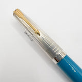 Parker 51 Special Edition Sterling Silver & Vista Blue Fountain Pen - Fine 18kt Gold  Nib