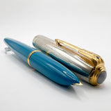Parker 51 Special Edition Sterling Silver & Vista Blue Fountain Pen - Fine 18kt Gold  Nib