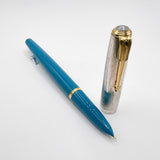 Parker 51 Special Edition Sterling Silver & Vista Blue Fountain Pen - Fine 18kt Gold  Nib