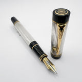 Parker Duofold Centennial (Largest Size)  Sterling Silver Fountain Pen - Medium  18kt Gold Nib