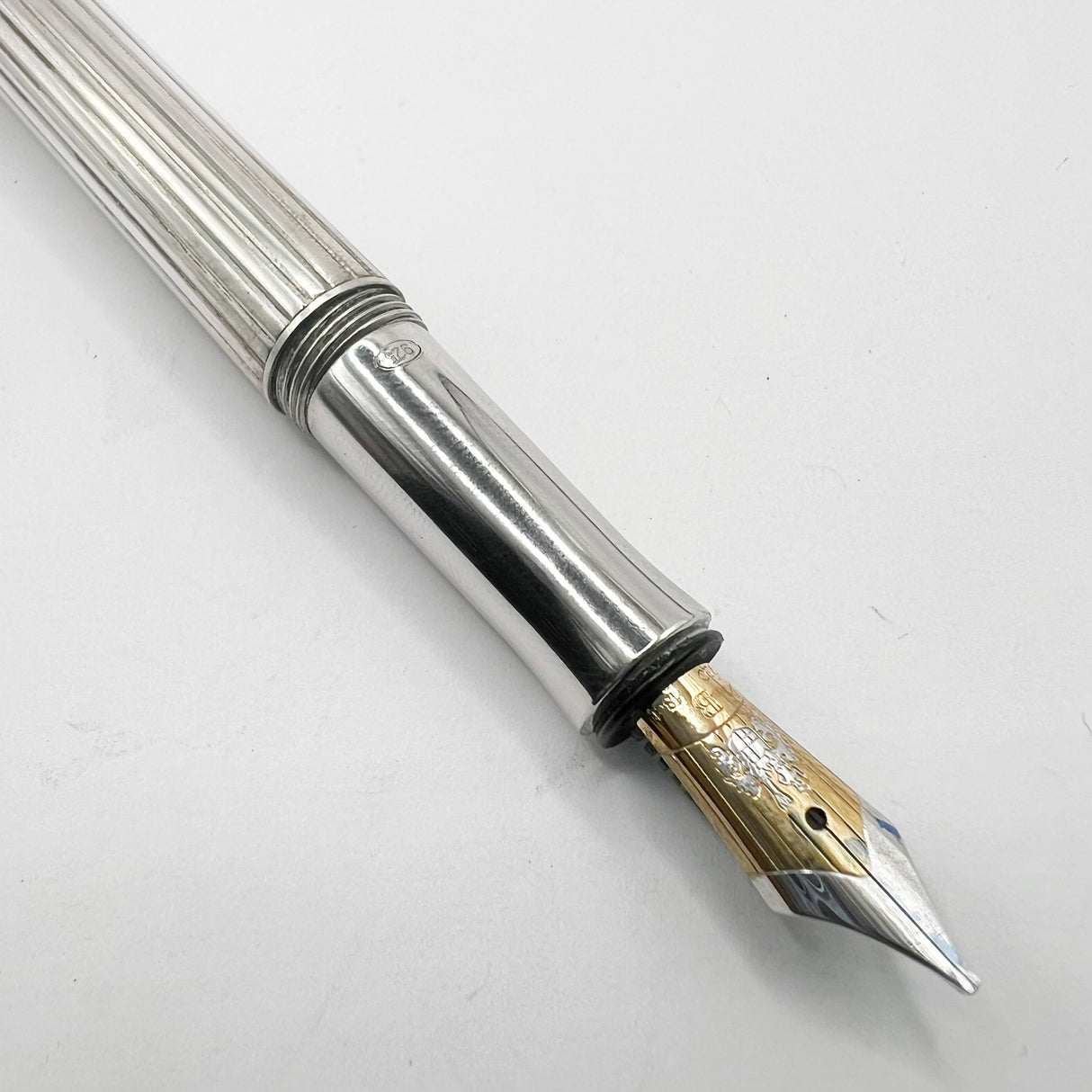 Graf von Faber Castell Sterling Silver Classic Fountain Pen - Broad 18kt Gold Nib