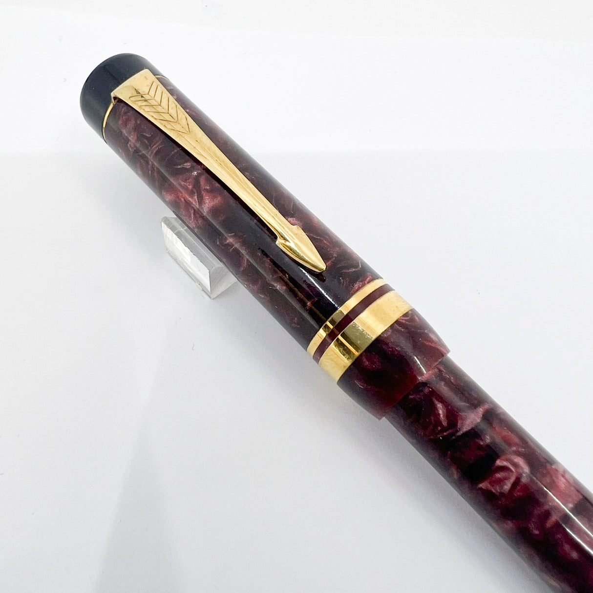 Parker  Duofold First Generation Marbled Maroon Cap Actuated Ballpoint Pen - Circa 1989 - SCARCE!