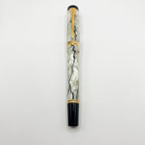 Parker Duofold International  Lustrous Pearl & Black Fountain Pen - Fine 18kt Gold Nib
