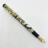 Parker Norman Rockwell Duofold Centennial Limited Edition Unique Swirly  Black & Pearl Fountain Pen - Medium 18kt Gold Nib -  Trim Rings and the Cap Top Medallion are Solid 18k Gold!