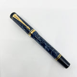 Parker Duofold Centennial (Largest) Marbled Blue  Fountain Pen - Broad Oblique #91 18kt Gold Nib (Circa 1990)