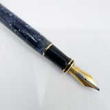 Parker Duofold Centennial (Largest) Marbled Blue  Fountain Pen - Broad Oblique #91 18kt Gold Nib (Circa 1990)