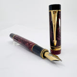 Parker Centennial (Largest Size) Marbled Maroon Duofold Fountain Pen (Circa 1991) -  Medium 18kt Gold Nib