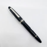 Montblanc #P146 LeGrand Meisterstuck Black Resin Fountain Pen/Platinum-Plated Trim - Fine 14kt Gold Nib