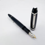 Montblanc #P146 LeGrand Meisterstuck Black Resin Fountain Pen/Platinum-Plated Trim - Fine 14kt Gold Nib