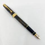 Parker Sonnet Chinese Laque Vision Fonce/Dark Brown & Gold Flecks Fountain Pen - Medium 18kt Gold Nib - Tiffany Version with "Raised T" Embedded in Cap Top