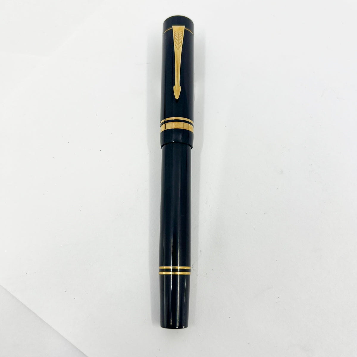 Parker Duofold Centennial (Largest) Black  Fountain Pen - Broad Oblique #91 18kt Gold Nib (Circa 1989)