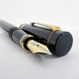Parker Duofold Centennial (Largest) Black  Fountain Pen - Broad Oblique #91 18kt Gold Nib (Circa 1989)