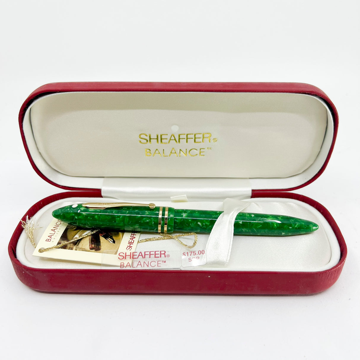 Sheaffer Balance Marbled Jade Green Fountain Pen - Extra Fine 18kt Gold Nib