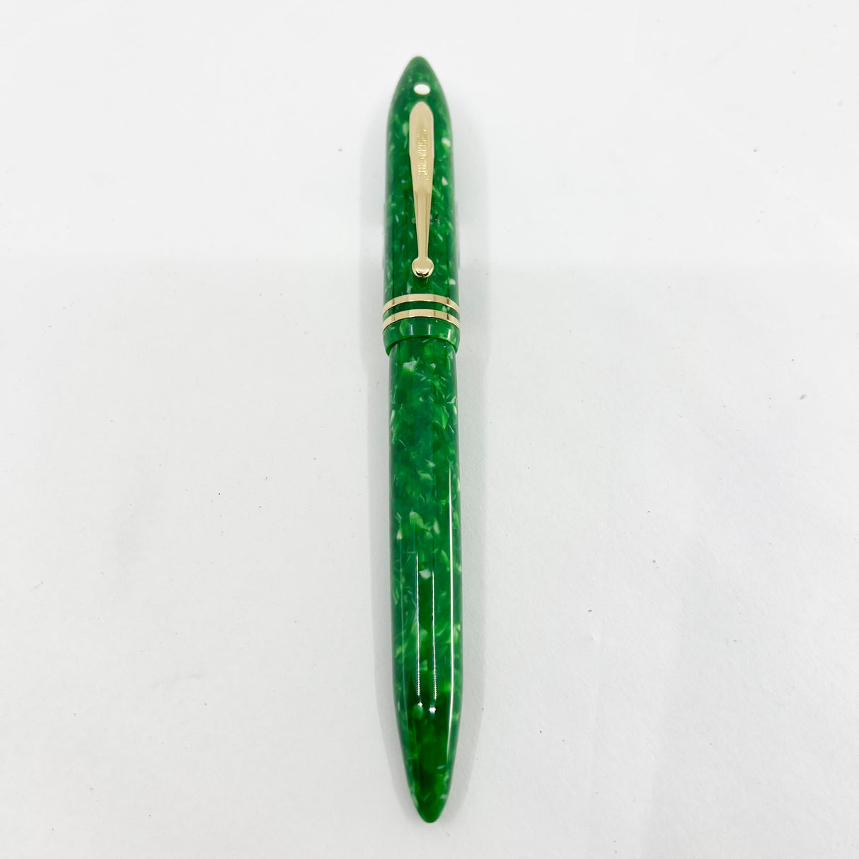 Sheaffer Balance Marbled Jade Green Fountain Pen - Extra Fine 18kt Gold Nib