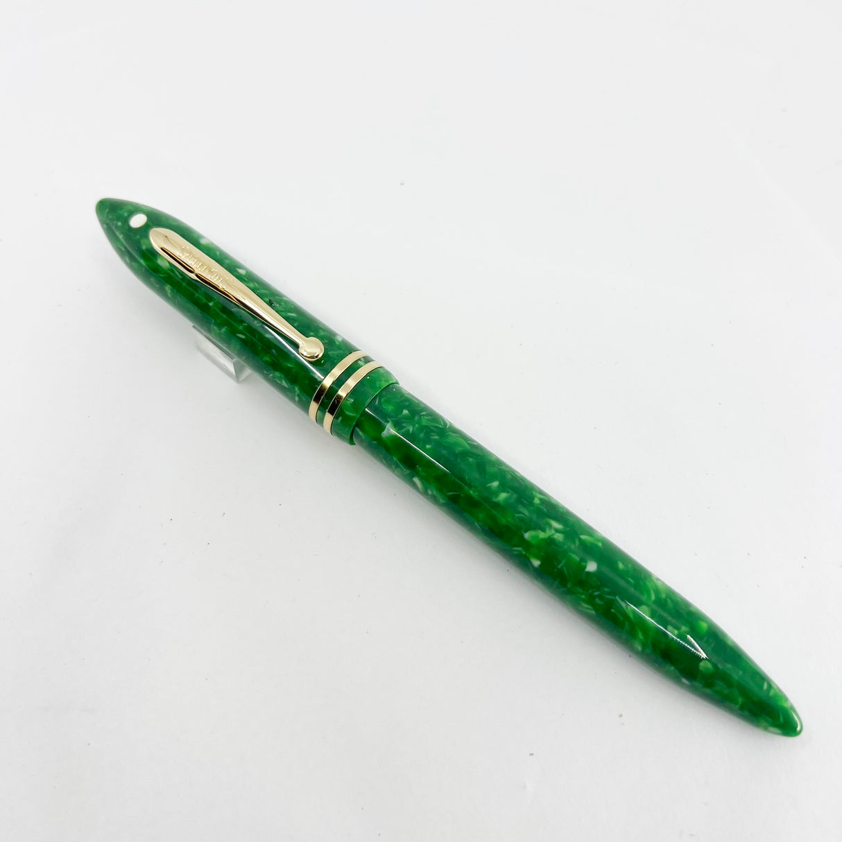 Sheaffer Balance Marbled Jade Green Fountain Pen - Extra Fine 18kt Gold Nib