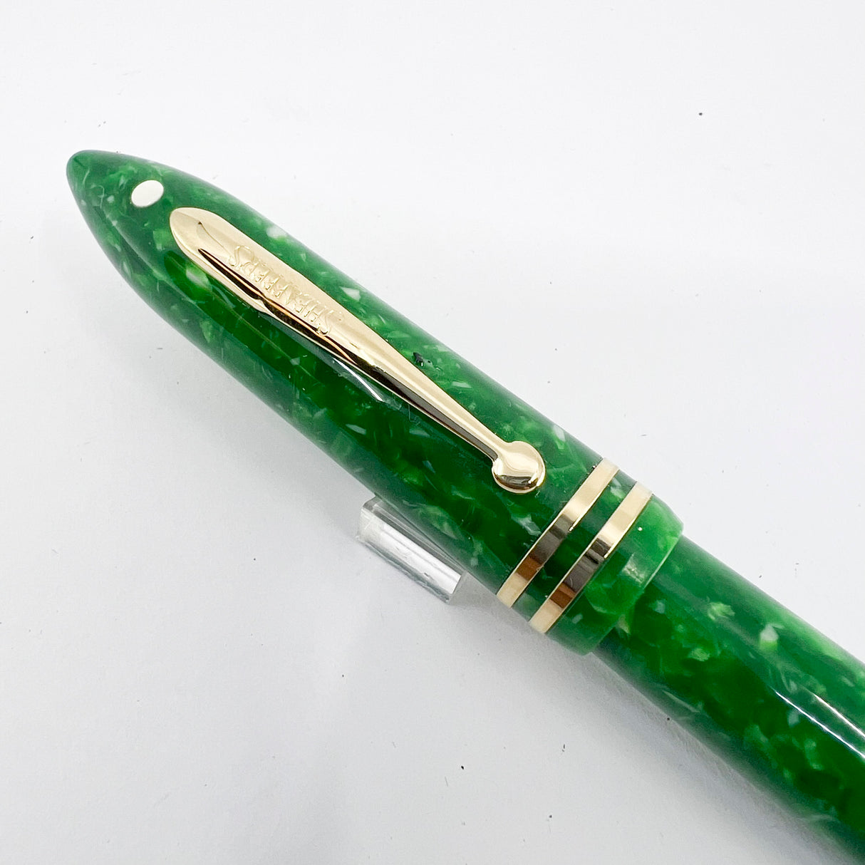 Sheaffer Balance Marbled Jade Green Fountain Pen - Extra Fine 18kt Gold Nib