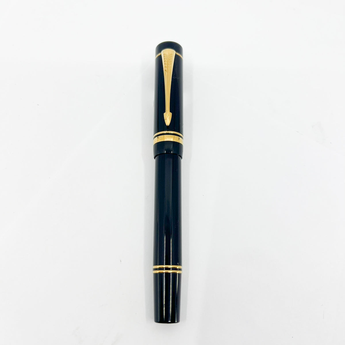Parker Centennial (Largest Size) Black Duofold Fountain Pen (Circa 1991) - Broad Oblique (#89) 18kt Gold Nib