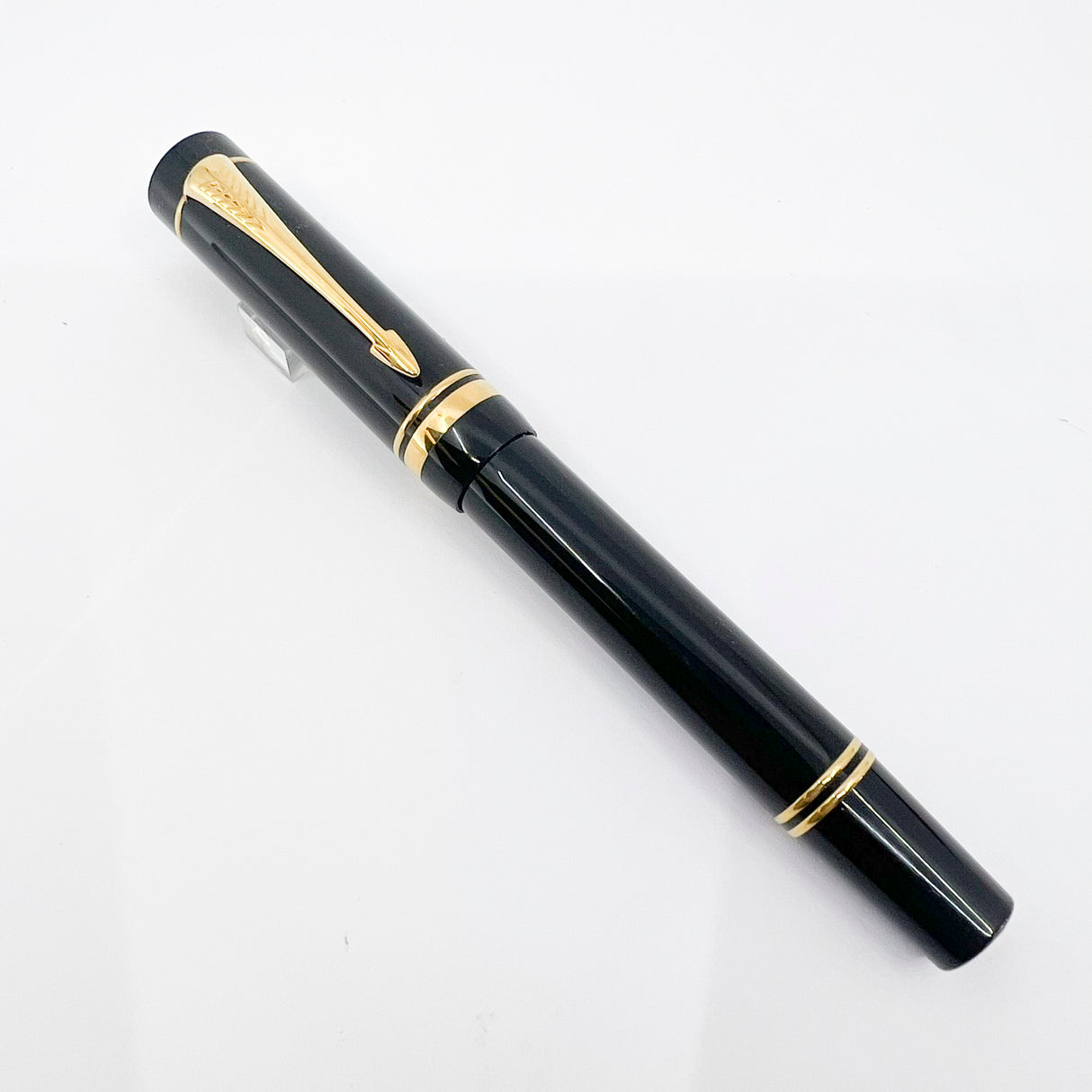 Parker Centennial (Largest Size) Black Duofold Fountain Pen (Circa 1991) - Broad Oblique (#89) 18kt Gold Nib