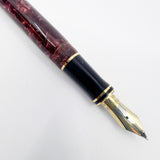 Parker International Maroon Marble Duofold Fountain Pen (Circa 1990) - Fine 18kt Gold Nib