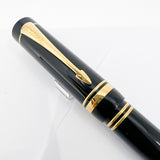 Parker Centennial (Largest Size) Black Duofold Fountain Pen (Circa 1991) - Broad Oblique (#89) 18kt Gold Nib