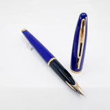 Waterman Royal Blue Carene Fountain Pen - Fine 18kt Gold Nib