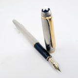 Montblanc Meisterstück Solitaire Barleycorn Sterling Silver  #144 Fountain Pen - Fine 14kt Gold Nib