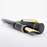 Parker Centennial (Largest Size) Black Duofold Fountain Pen (Circa 1991) - Broad Oblique (#89) 18kt Gold Nib