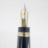 OMAS Oversized Blue/Black #360 Triangulated Fountain Pen - Fine 18kt Gold Nib
