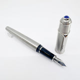 Cartier Diabolo Brushed Stainless Steel Fountain Pen - Medium 18kt Gold Nib
