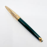 Waterman Carene Deluxe Green Barrel/Gold-Plated Fluted Cap Fountain Pen - Fine 18kt Gold Nib