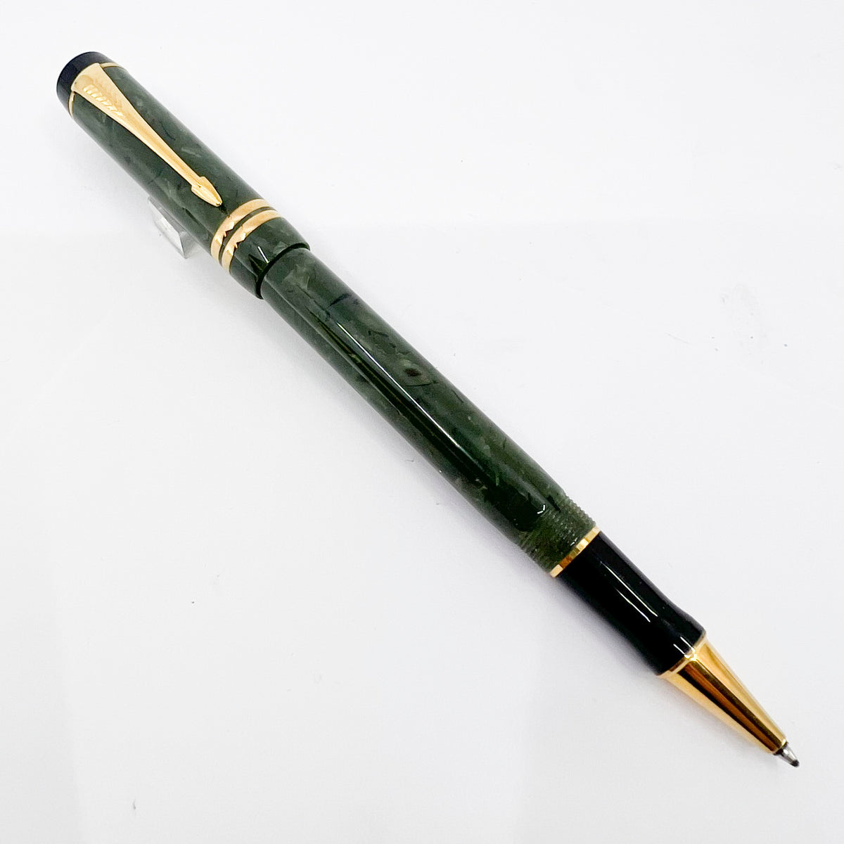 Parker Duofold Jade Marble (Grayish Green) Rollerball - Circa 2000