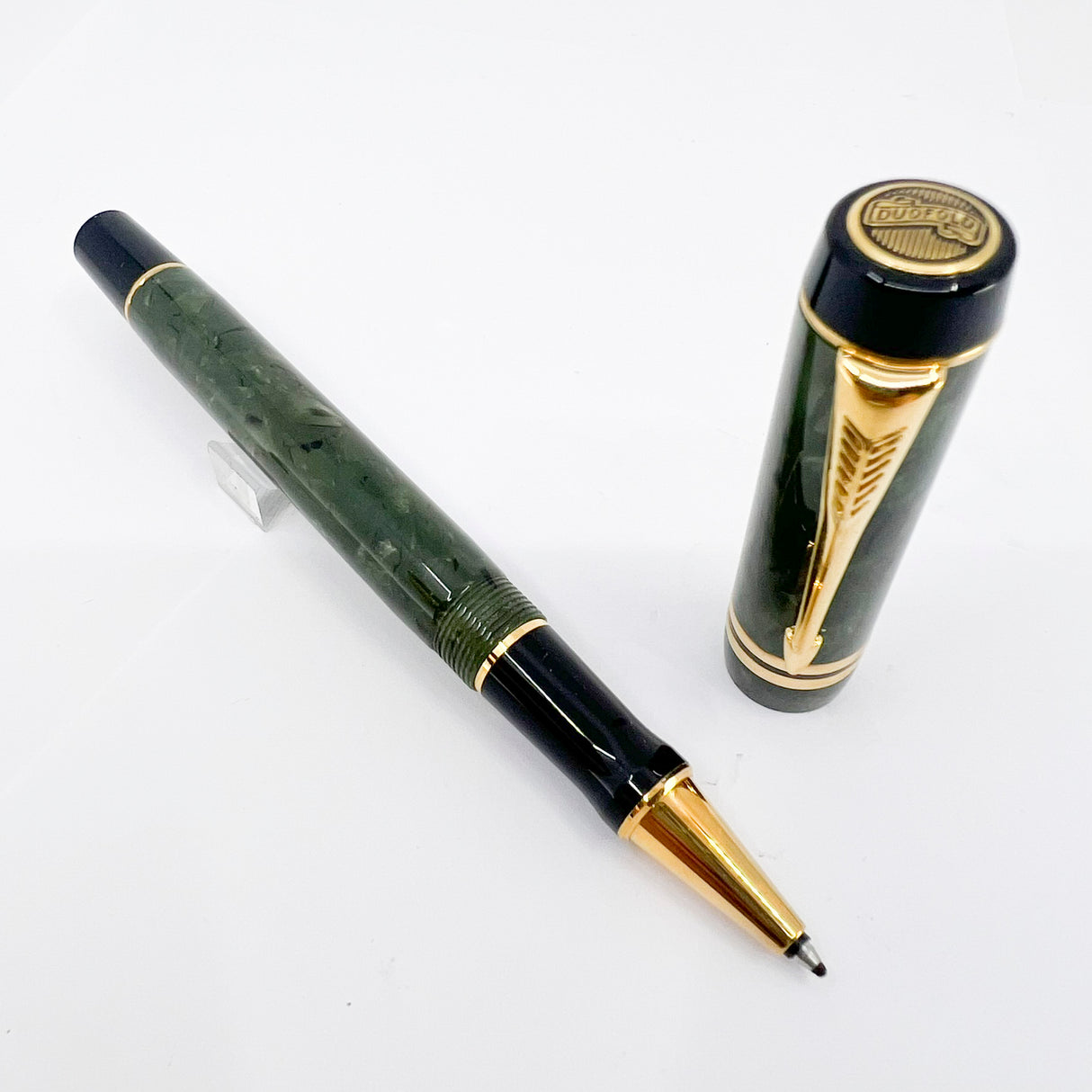 Parker Duofold Jade Marble (Grayish Green) Rollerball - Circa 2000