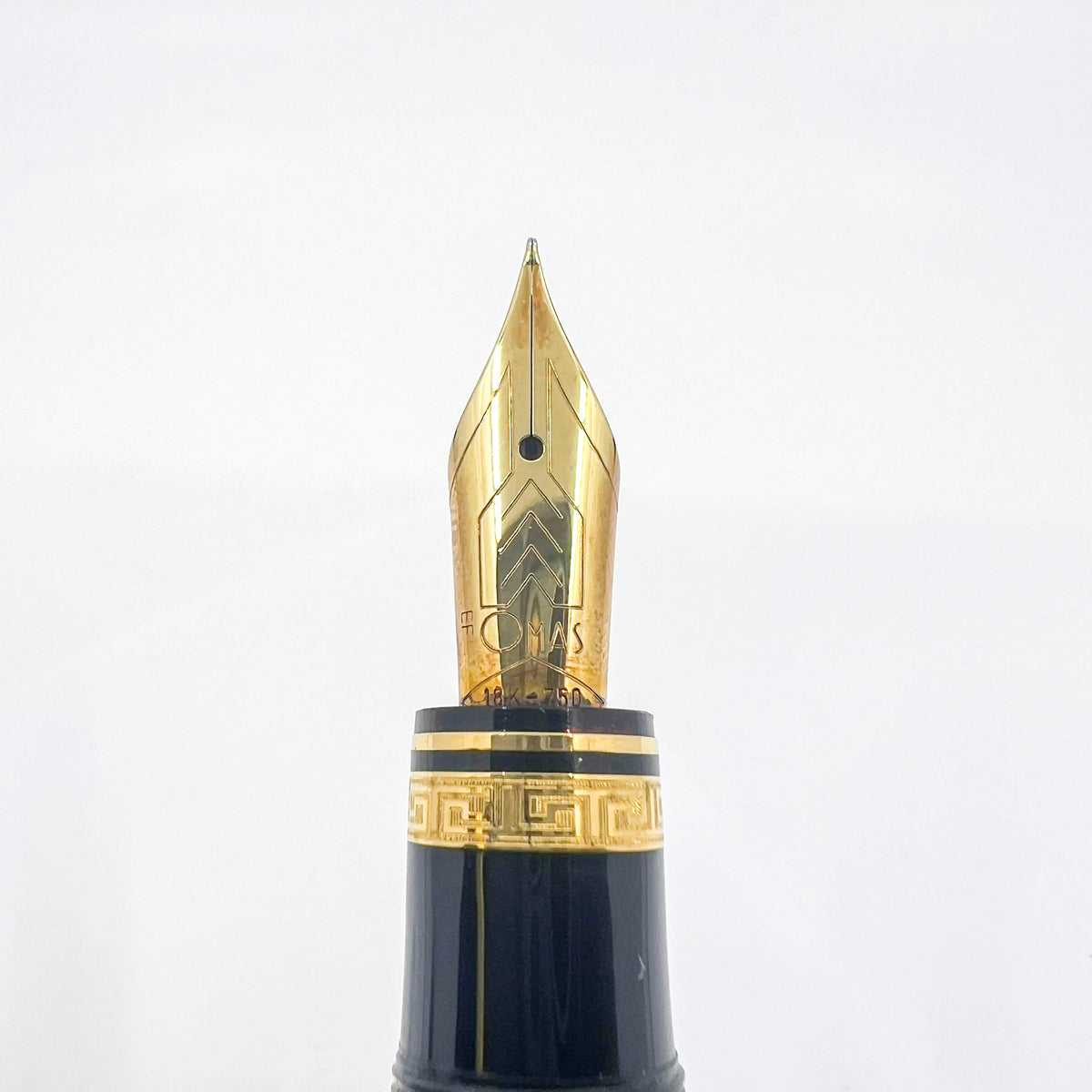 OMAS Ogiva Black Vegetal Resin Fluted Fountain Pen - Extra Fine 18kt Gold Nib - Cartridge Fill