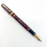 Parker Centennial (Largest Size) Marbled Maroon Duofold Fountain Pen (Circa 1990) - Medium 18kt Gold Nib