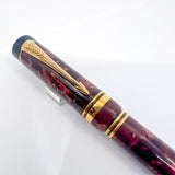 Parker Centennial (Largest Size) Marbled Maroon Duofold Fountain Pen (Circa 1990) - Medium 18kt Gold Nib