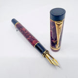 Parker Centennial (Largest Size) Marbled Maroon Duofold Fountain Pen (Circa 1990) - Medium 18kt Gold Nib
