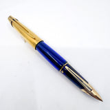 Waterman Edson Blue Translucent Fountain Pen - Fine 18kt Gold Nib