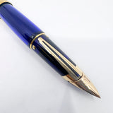 Waterman Edson Blue Translucent Fountain Pen - Fine 18kt Gold Nib
