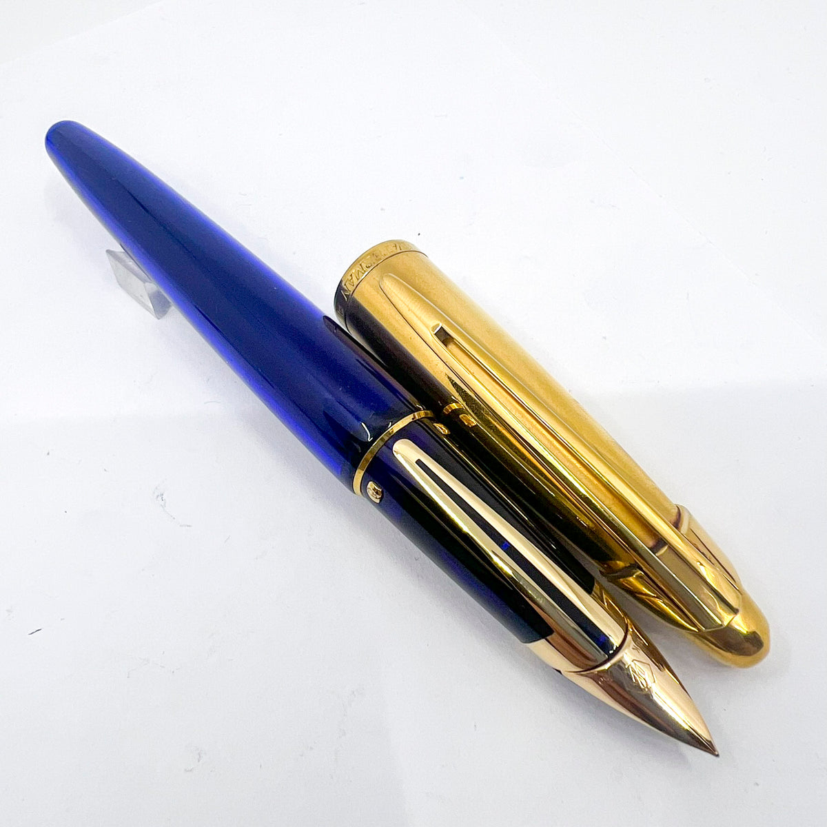 Waterman Edson Blue Translucent Fountain Pen - Fine 18kt Gold Nib
