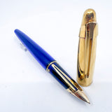 Waterman Edson Blue Translucent Fountain Pen - Fine 18kt Gold Nib