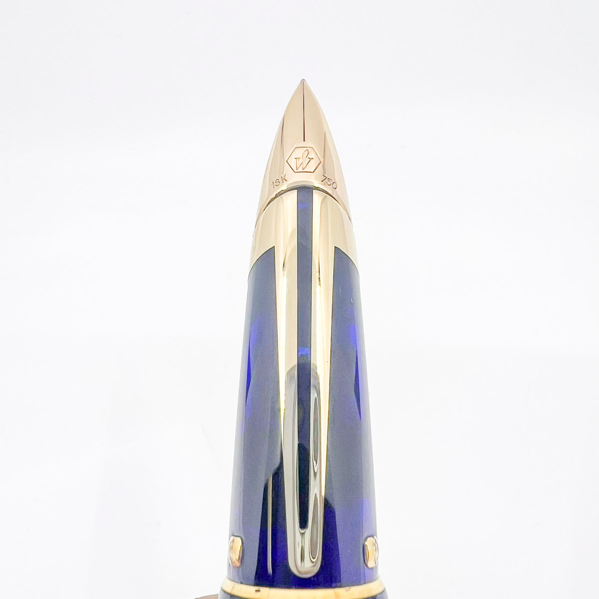 Waterman Edson Blue Translucent Fountain Pen - Fine 18kt Gold Nib