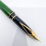 Sheaffer Full Size Targa Marbled Green Ronce Lacque Fountain Pen - Fine 14kt Gold Nib