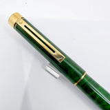 Sheaffer Full Size Targa Marbled Green Ronce Lacque Fountain Pen - Fine 14kt Gold Nib