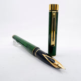 Sheaffer Full Size Targa Marbled Green Ronce Lacque Fountain Pen - Fine 14kt Gold Nib