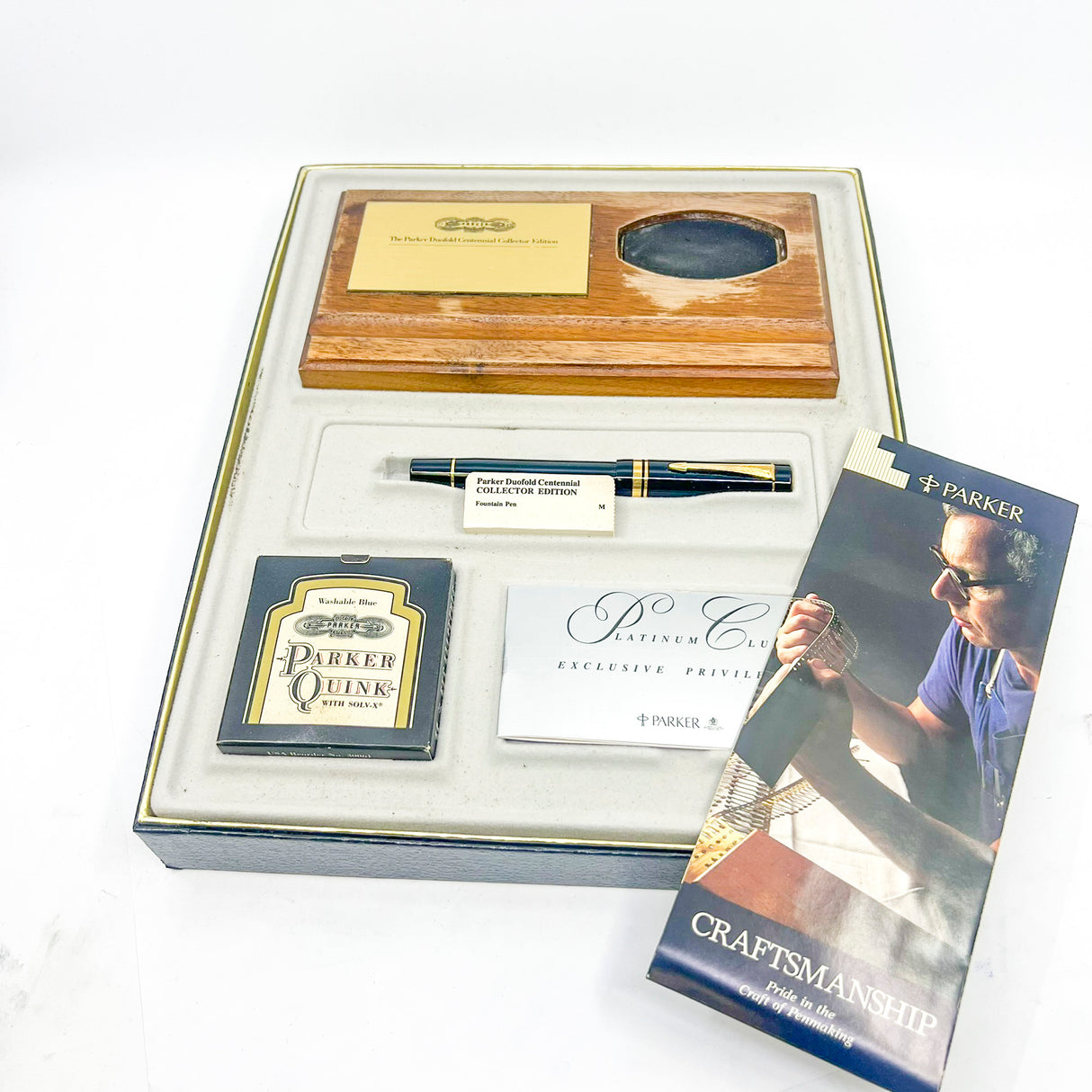 Parker Centennial (Largest Size) Black Duofold Fountain Pen  - Special Presentation Box & Contents for the 100th Anniversary of the Parker Pen Company - Medium 18kt Gold Nib