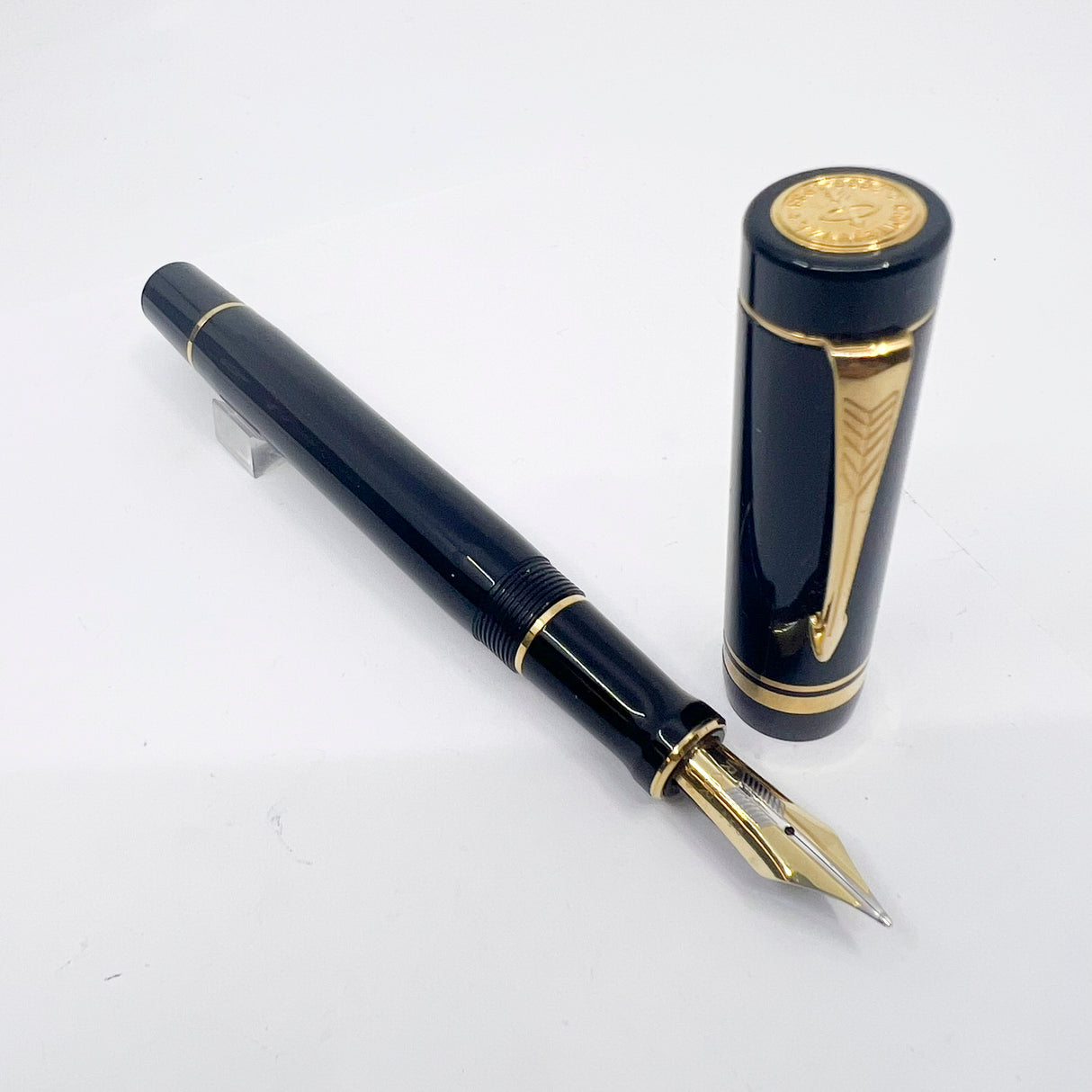 Parker Centennial (Largest Size) Black Duofold Fountain Pen  - Special Presentation Box & Contents for the 100th Anniversary of the Parker Pen Company - Medium 18kt Gold Nib