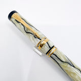 Parker Duofold International (Standard Size) Pearl & Black Fountain Pen  - Medium 18kt Gold Nib